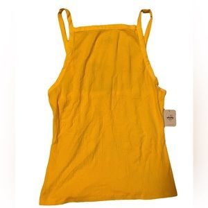 free people intimately square neck tank top yellow large new with tags